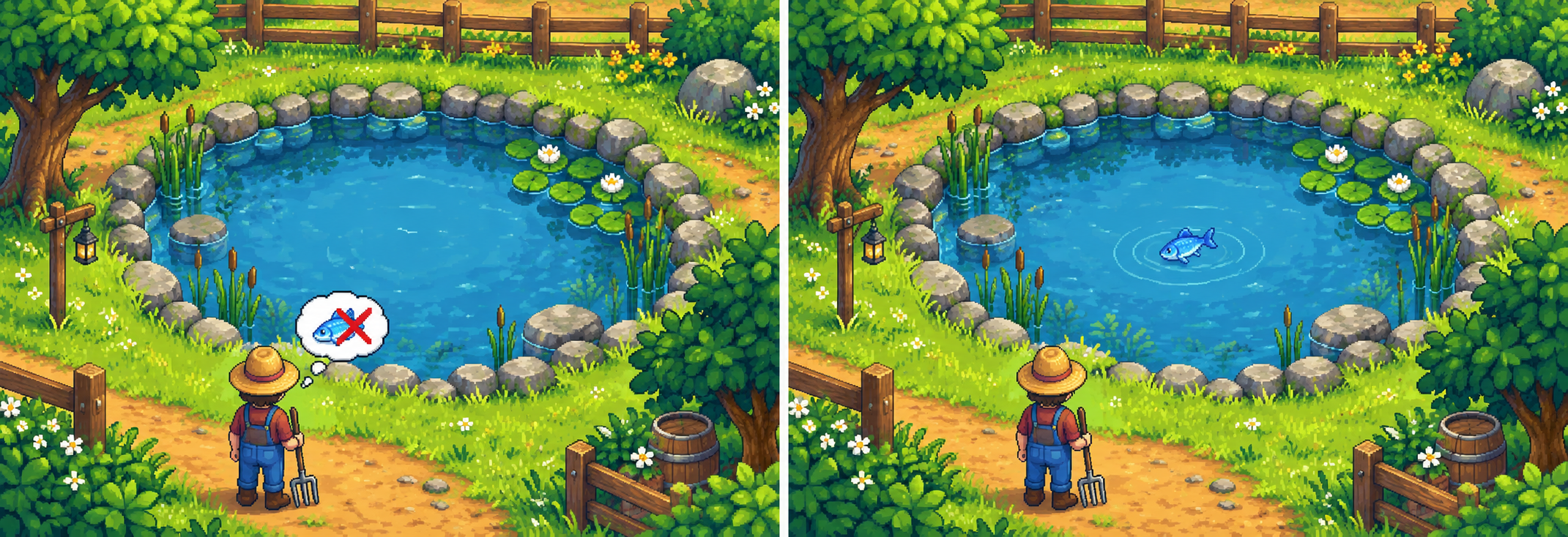 Legendary fish ponds illustration